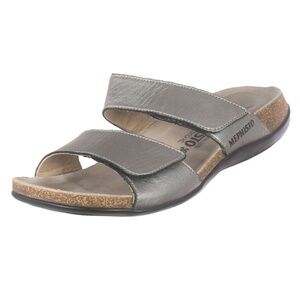 MEPHISTO Air-Relax Sz. 36 EU 6 US Slides Sandals Leather Metallic Silver Womens
